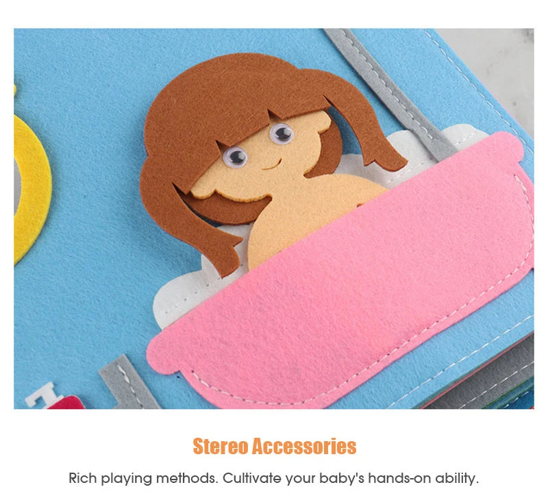 Baby Felt Quiet Books Busy Board Toddler Basic Life Skill Early Learning Education Toys Montessori Story Cloth Book For Boy Girl