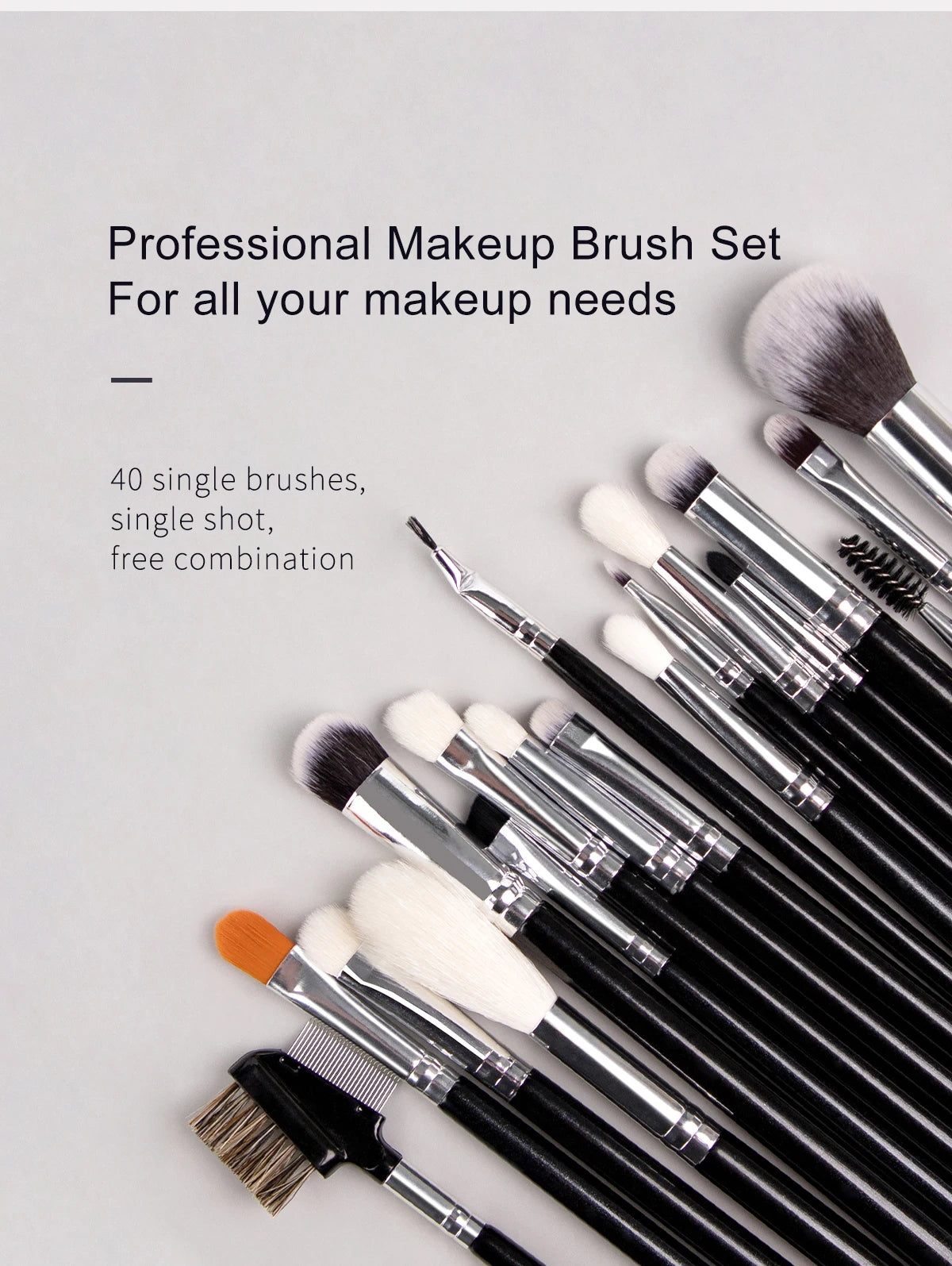 Professional 40Pcs Makeup Brushes Set Soft Synthetic Bristle Powder Blending Contour Eyebrow Eyeshadow Fan Foundation Brush