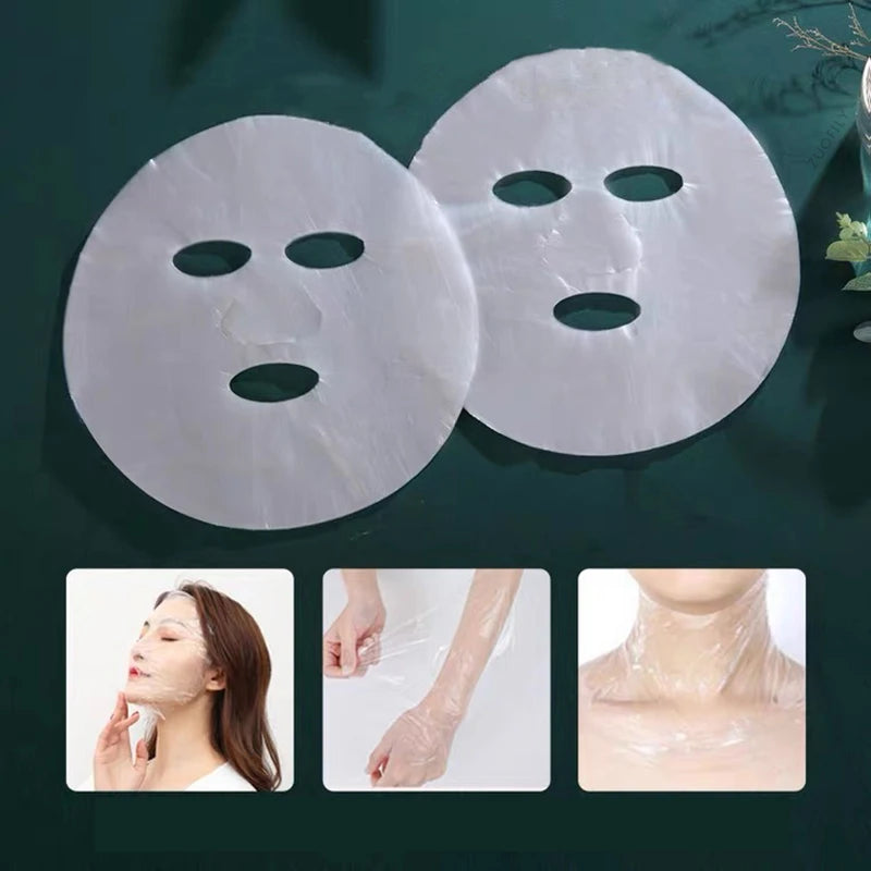 Face Plastic Film Full Face Cleaners Mask Neck Stickers 100Pcs Disposable Paper Transparent PE Masks Wraps Facial Beauty Healthy