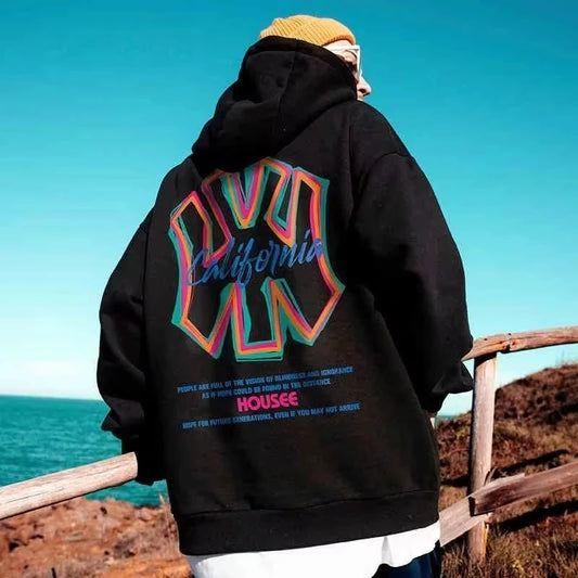 【S-3XL Hoodies】Men Oversized Pullover Hoodie Fashion Loose American Street Fashion Brand Panda Print Long Sleeve Couple Clothes