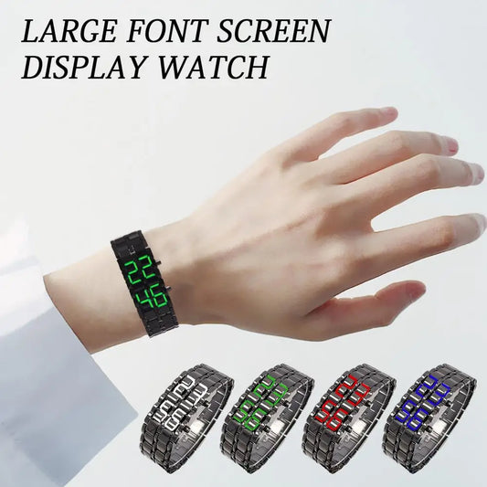 Men Digital Watch Large Screen Electroplated Men Watch Male Binary Steel Band Electronic Sport Watch Relogios Masculino