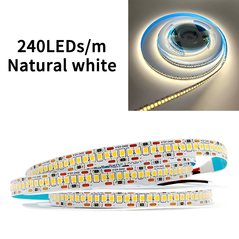 5m DC12V LED Strip light SMD 2835 120LED/m 240LED/m Self Adhesive Flexible Strip Ribbon Home Decor Light Kitchen Lighting