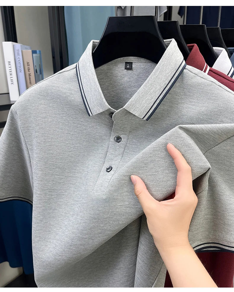 100% pure cotton summer men' luxury brand polo shirt temperament golf short style business casual high-quality T-shirt short top