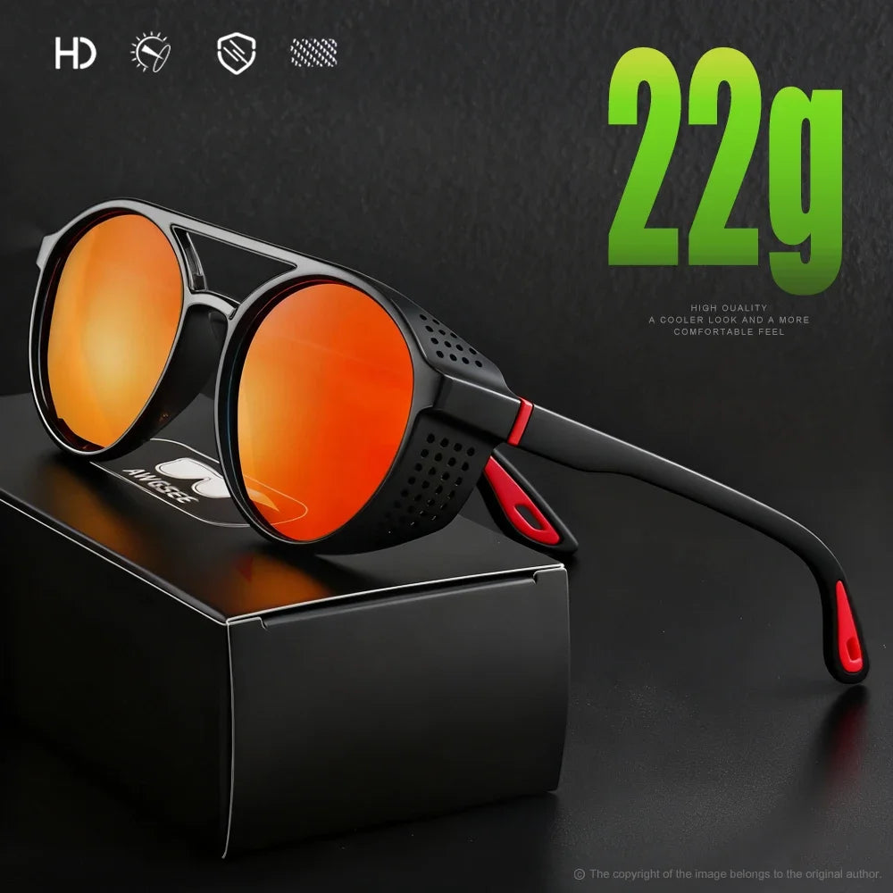 Round Polarized Sunglasses Steampunk Sun Glasses Sports Running Glasses for Fishing Driving for Men Women