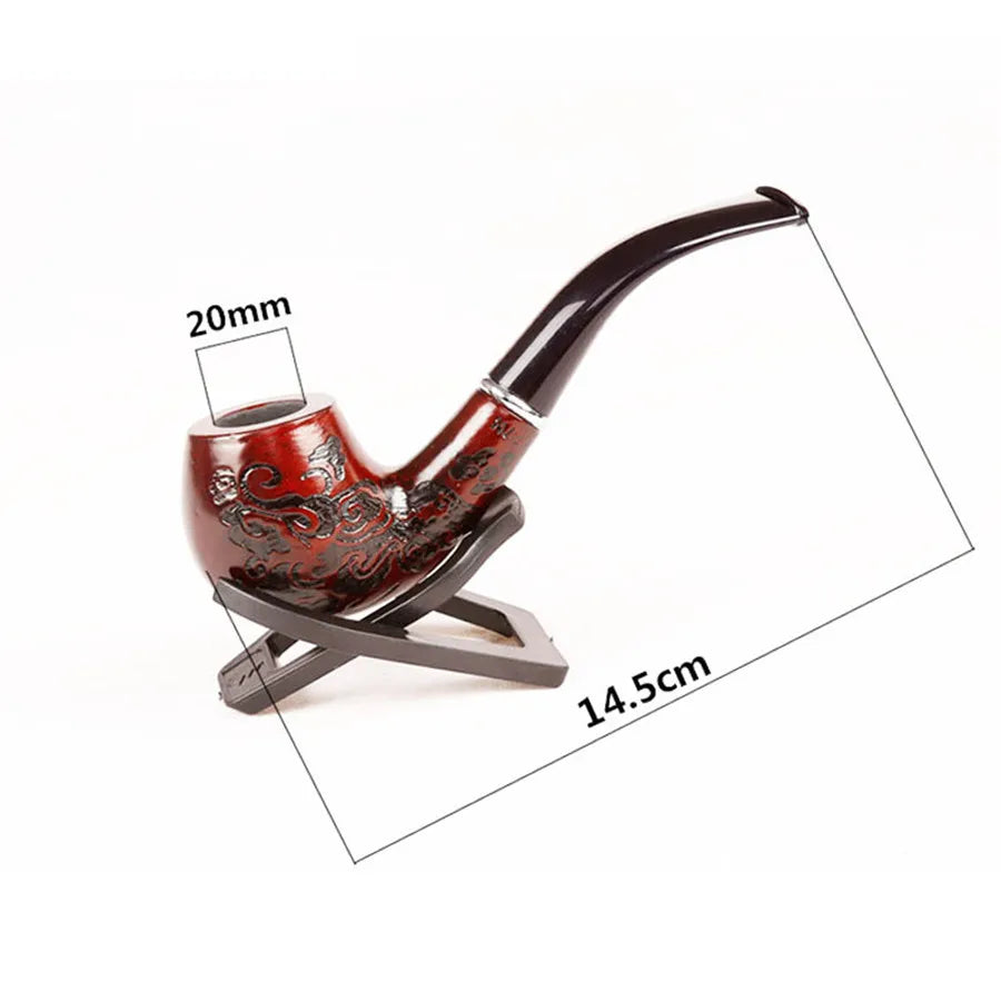 Handmade 14.5cm Length Classic Bent Wooden Smoking Pipe With Beautiful Carve Patterns Smoking Tobacco Dry Herb Pipes