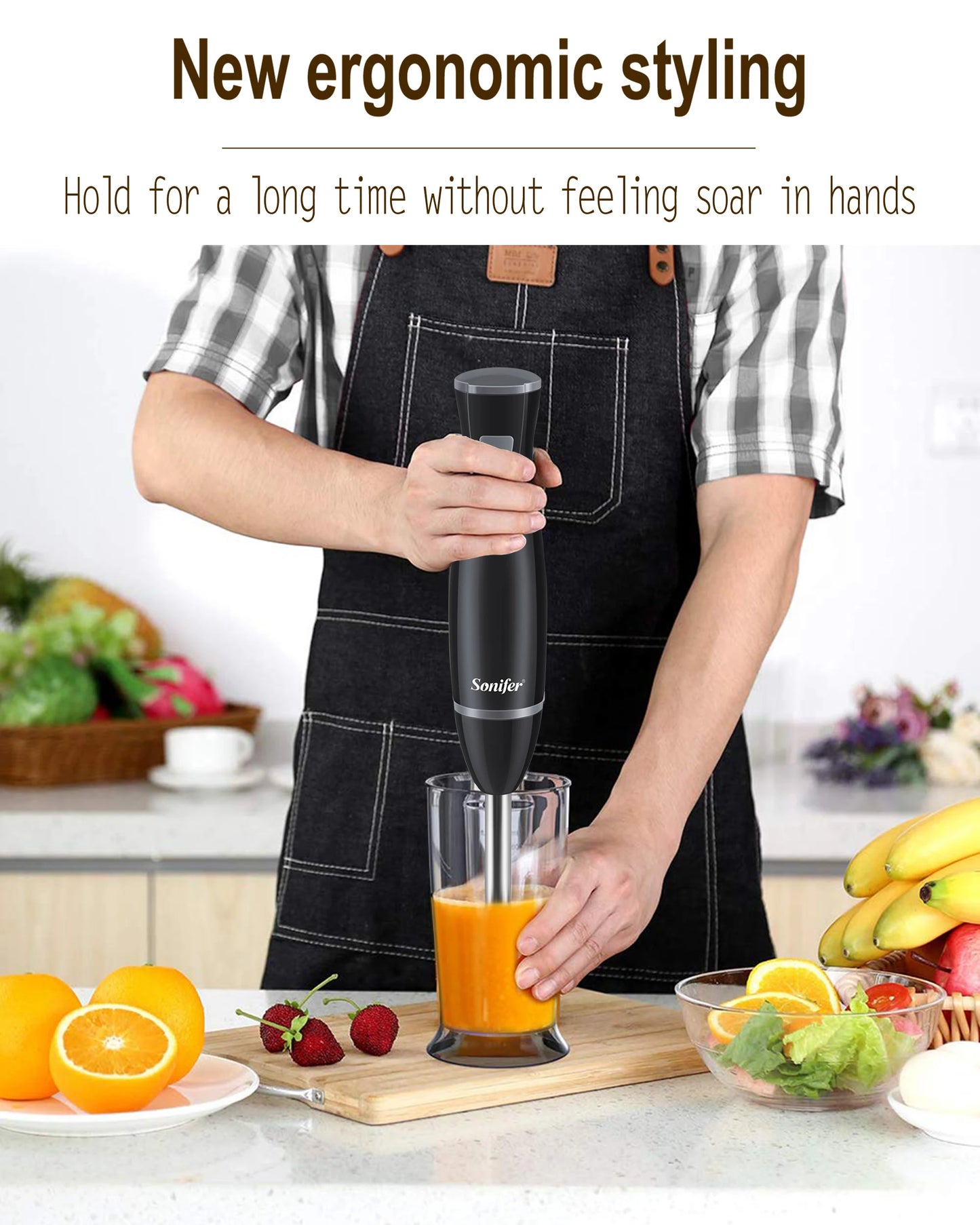Blender Electric Food Mixer Kitchen Detachable Hand Blender Egg Beater Vegetable Stand Blend Stainless Steel Blade 220V Sonifer