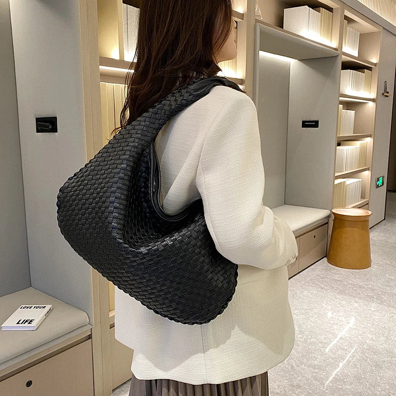 Woven Tote Bag for Women Large Woven Handbag Soft Leather Shoulder Bags Work Shopper Travel Tote Bags Luxury brand Lady Satchel