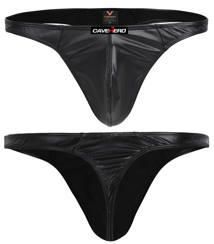 Thong Sexy Underwear for Men Gay Ultra Thin Underpants Leather Slips Man T Panties Low Waist Male Boxers and Briefs G Strings