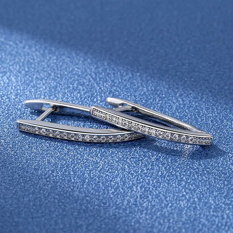 925 Sterling Silver Zircon Stud Earrings For Women High Quality Luxury Bridal Wedding Silver 925 Jewelry