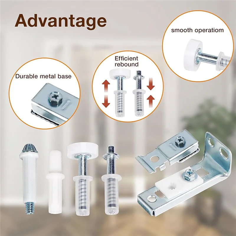 RALCA-Bifold Door Hardware Repair Kit 4 Set Includes Top Track For 7/8" To 1" Sliding Closet Door Replacement Parts