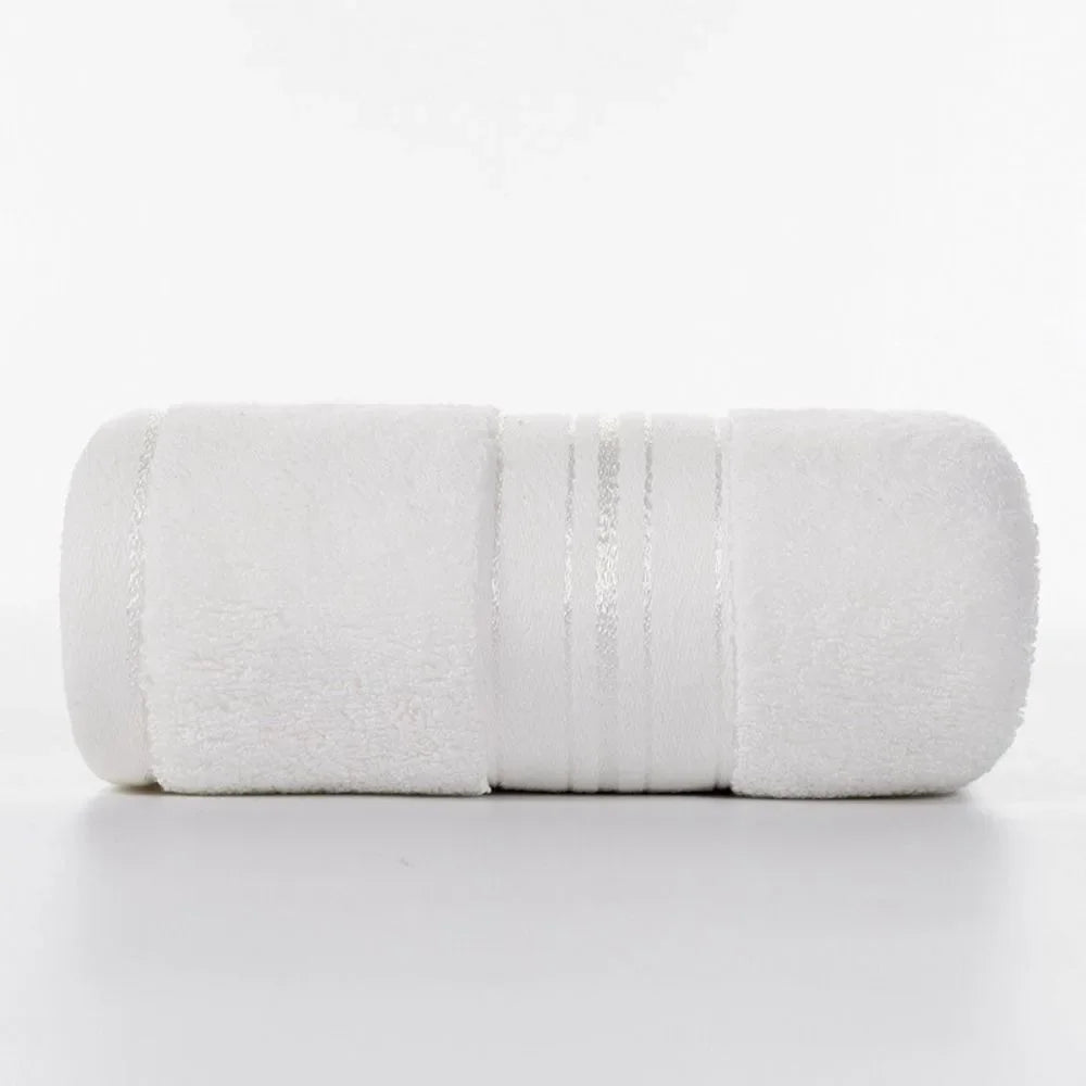 Towel Set Cotton Bath Towel Elegant Blue Hand Face Towel Durable White Terry Cloth Adults
