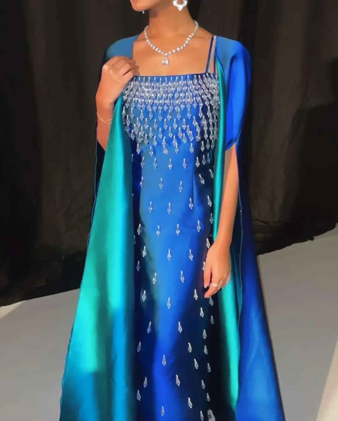 Customized Floor Length Dress, Acrylic Decoration At The Forefront Of Fashion, Leading The Trend Of Fashion, With Person