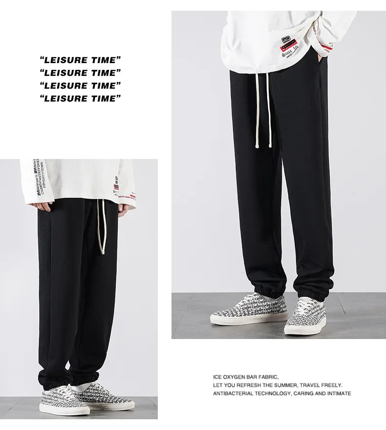 Men Big Tall Sweatpants Extra Long Length Sports Jogger Male Winter Fleece Sweat Pants Black Cotton Stretch Elastic Waist  120cm