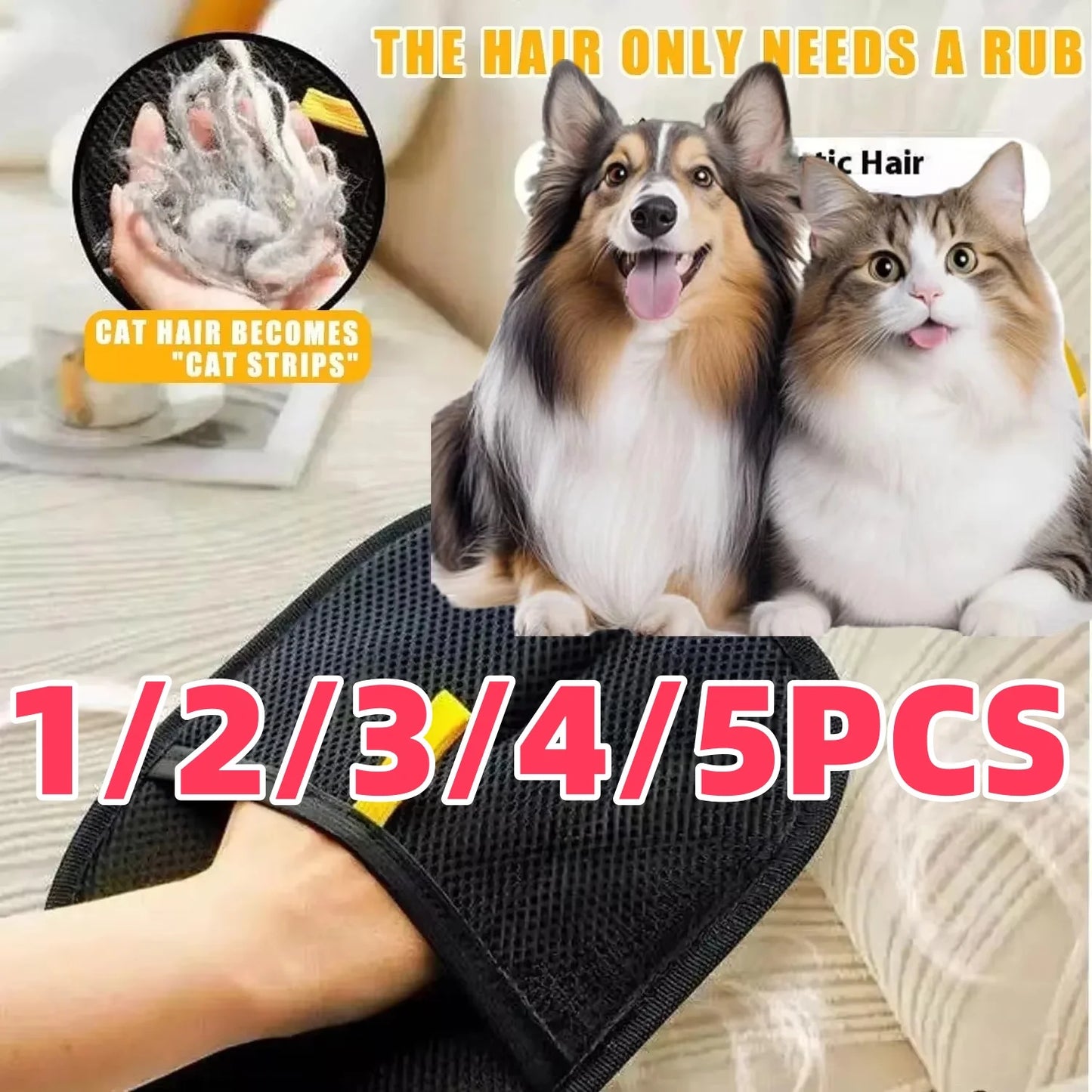 Pet Hair Removal Gloves Clothing Hair Collection Electrostatic Removal Gloves Double-sided Reusable Pet Beauty Gloves Upgraded