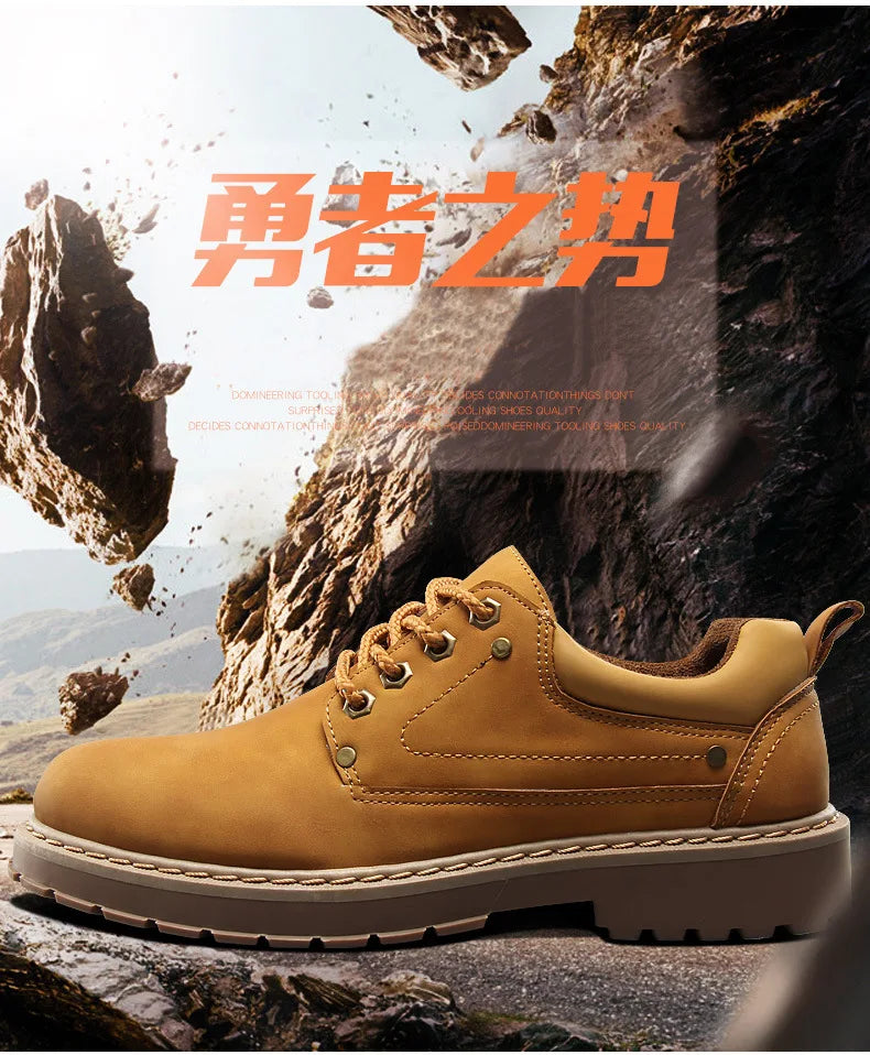 Fashion Men's Leather Shoes England Style Formal Shoes for Man Non Slip Ankle Boots Outdoor Waterproof Casual Tim Work Land Shoe