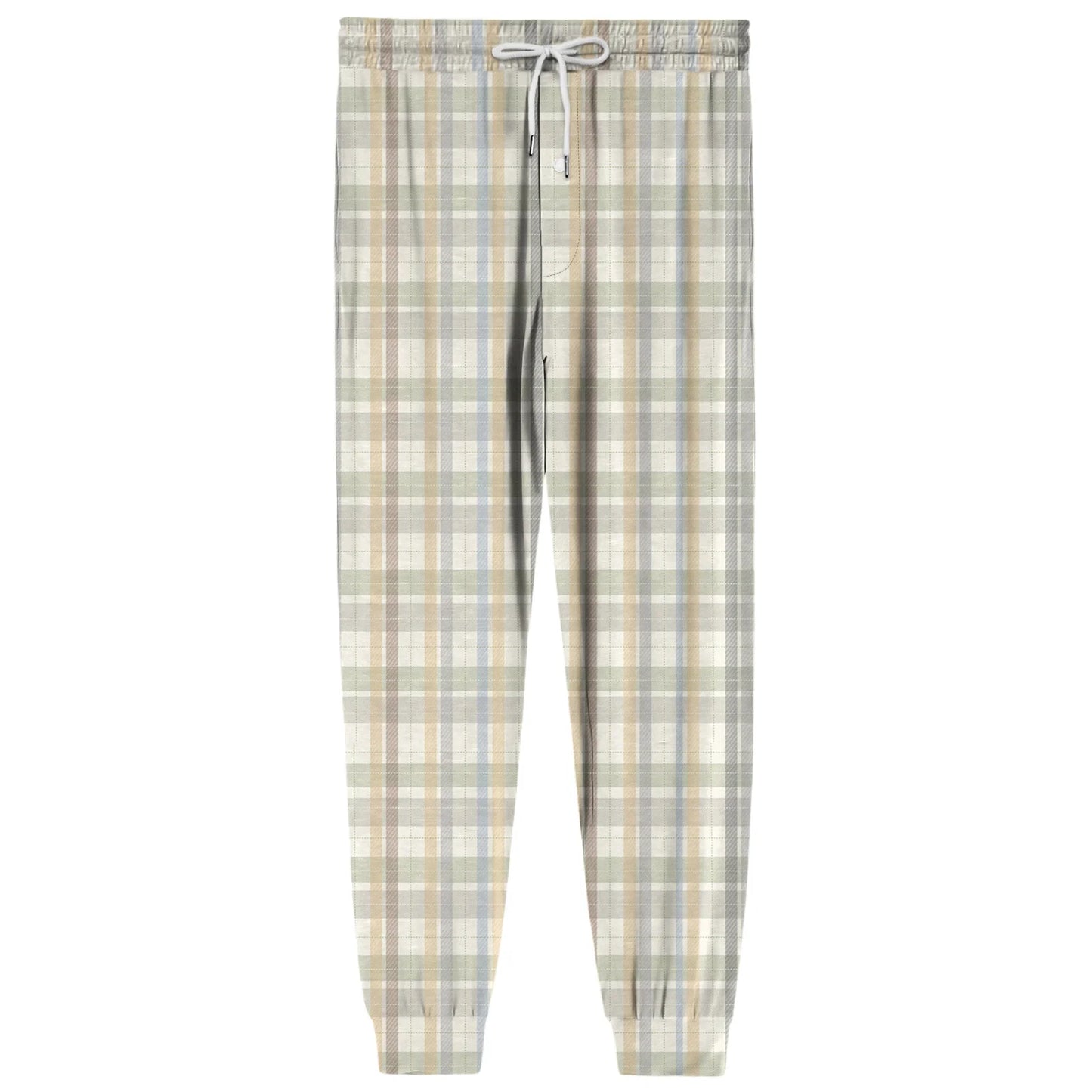 Men'S Plaid Casual Pants Checkered Pattern Cuffed Design Comfortable Fabric Suitable Daily Wear All Seasons Trendy Pajama Pants