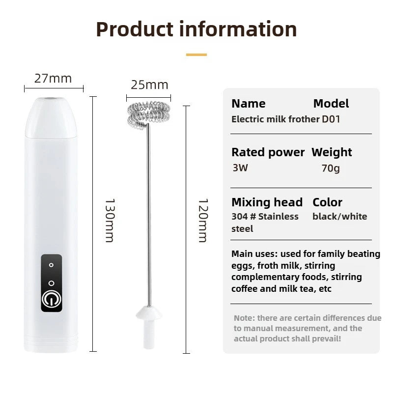 Wireless Milk Frother Electric Type-C Handheld Blender Stainless Steel Mini Coffee Maker Whisk Mixer for Coffee Cappuccino Cream