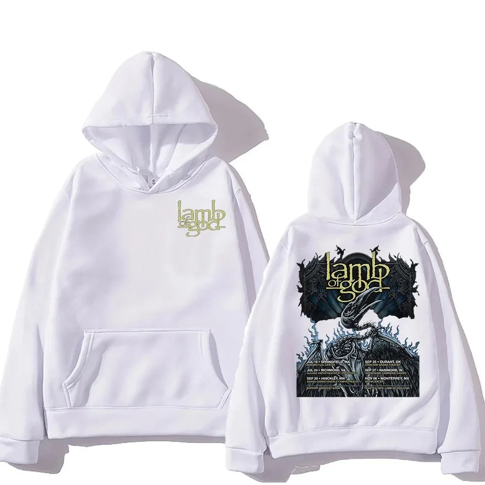 Mental Band Lamb of God Heavy Album Covers Graphic Print Hoodies Men Women Street Sweatshirts Loose Casual Oversized Pullovers