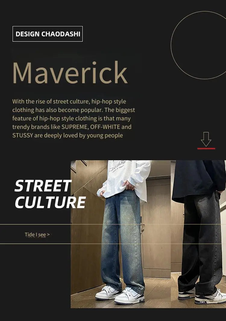 Trousers Male Men's Pants New in Pants Denim Trendy Loose Straight High Street American Trousers Sex Products Y2k Sport Clothing