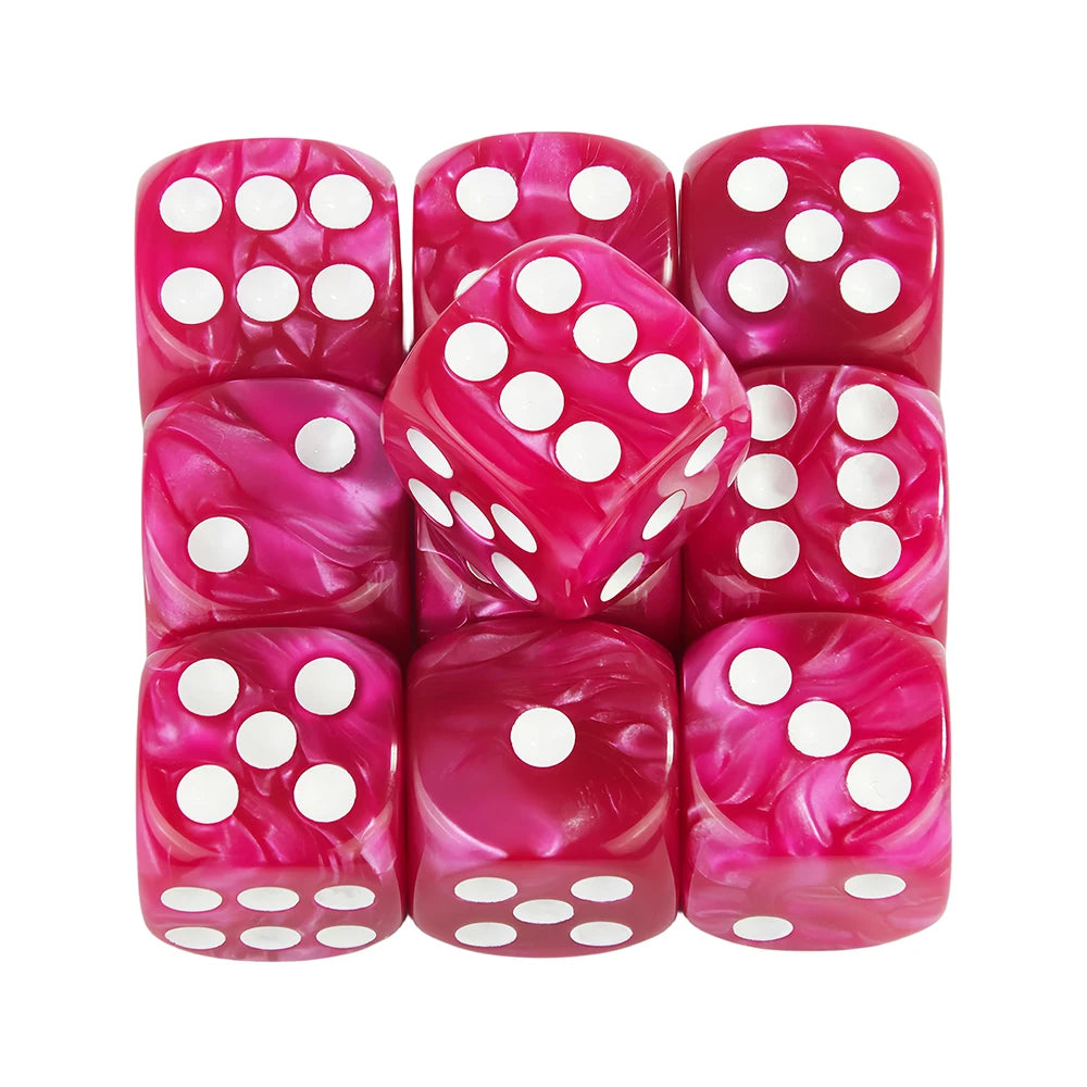 Marble Effect D6 Dice 10pcs 16mm Board Game Dice for Club Party DND RPG Board Game Bar Table Accessories