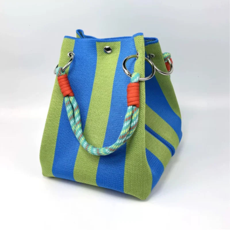 Ladies Retro Multicolor Handbag - Large Capacity Tote Bag with Buckle Closure And Fixed Shoulder Strap Durable for Work And Trav