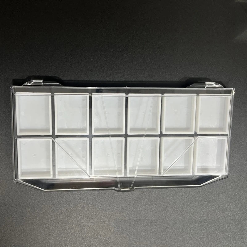 12 Grids Rainbow Split Cake Face Body Paint Art Painting Pigment Plastic Empty Palette Tray with Lid