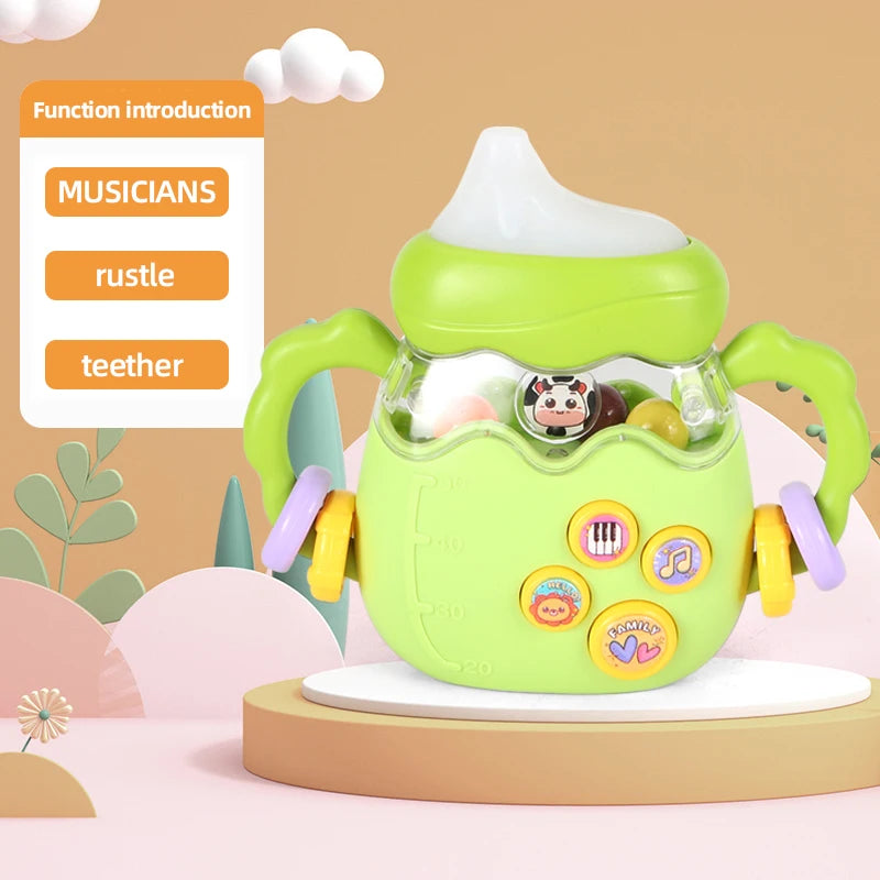Baby bottle rattle puzzle early education toy Baby teaser pacifier Christmas gift Newborn grip Training Music story