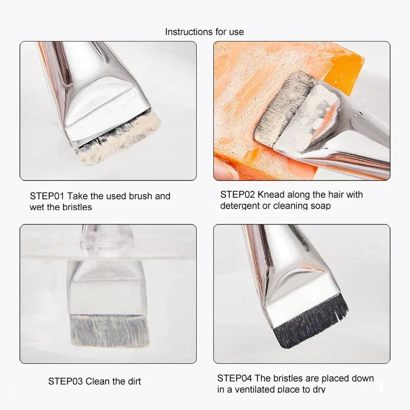 2pcs Ultra Thin Foundation Brush Update Soft Hair Face Flat Contour Brush BB Cream Blender Mixed Foundation Cream Makeup Brush