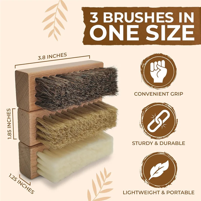 A69eshoe Brushes For Cleaning Horse Hair Brush For Leather Ultimate Shoe Cleaning Brush Set