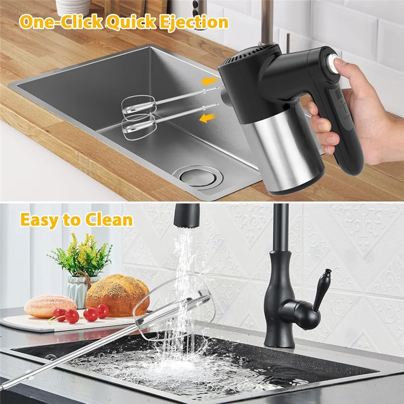 M12K-Cordless Hand Mixer,Digital Display 7 Speed Rechargeable Electric With 4 Stainless Steel Attachments,For Baking,Eggs