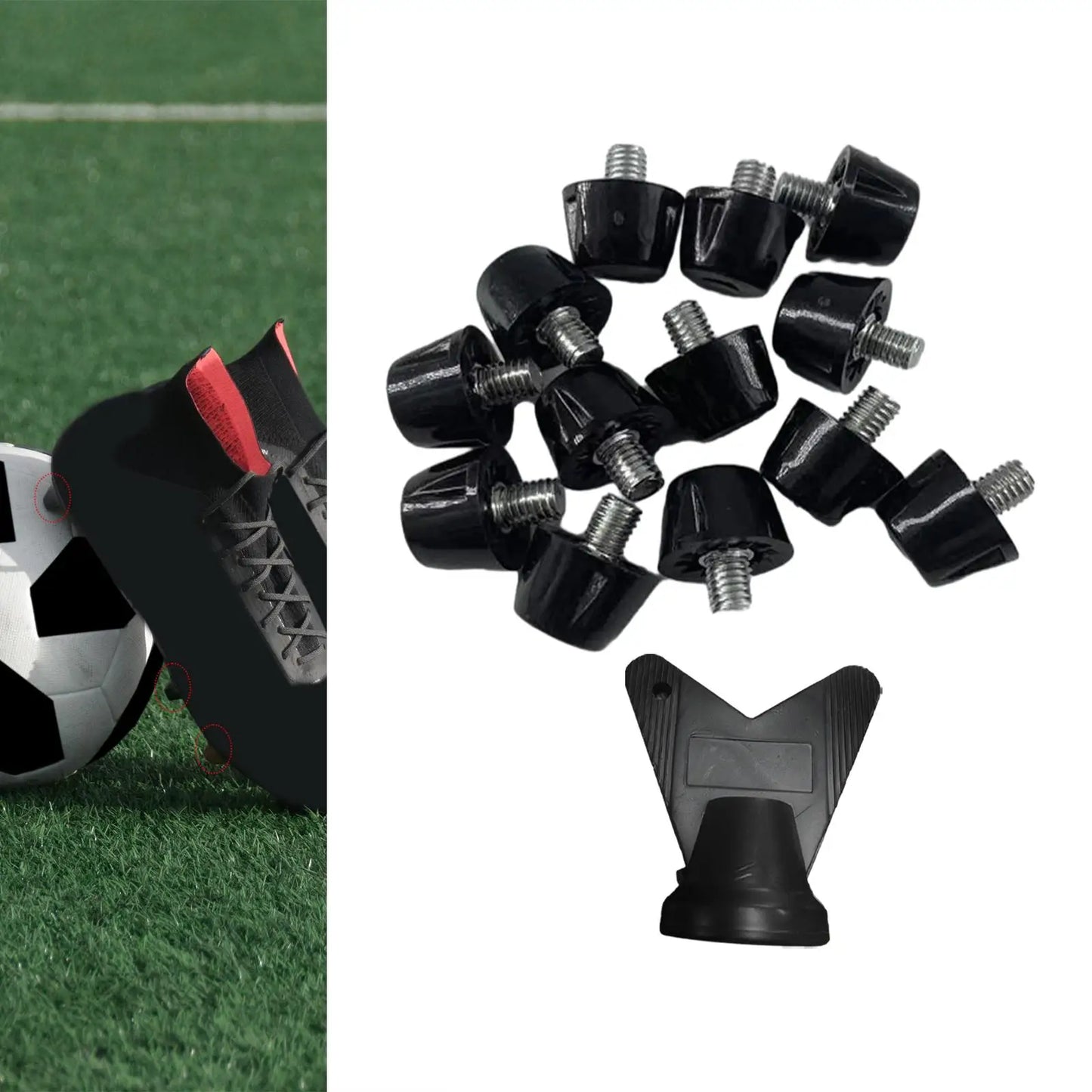 12 Pieces Football Boot Spikes with Wrench Comfortable Non Slip 7mm 10mm M5 Firm Ground Soccer Boot Cleats for Competition