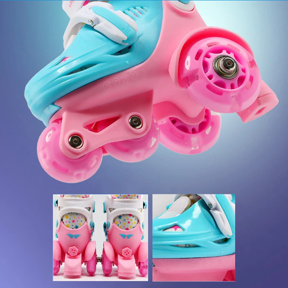 Flash Skating Shoes Kids Beginner Roller Skating Shoes Set Children Skates with Kneepad Elbow Pads Helmet Barrier Backpack Rolle