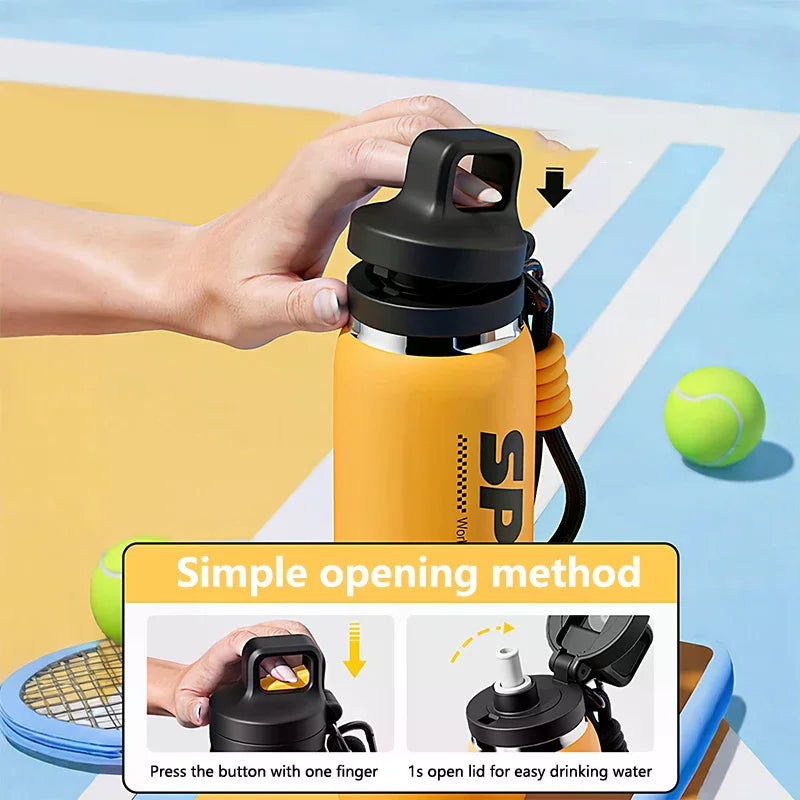 New Insulated Water Bottle, Portable, Unisex, Outdoor Cycling Water Bottle, One Lid, Double Drinking Straw.
