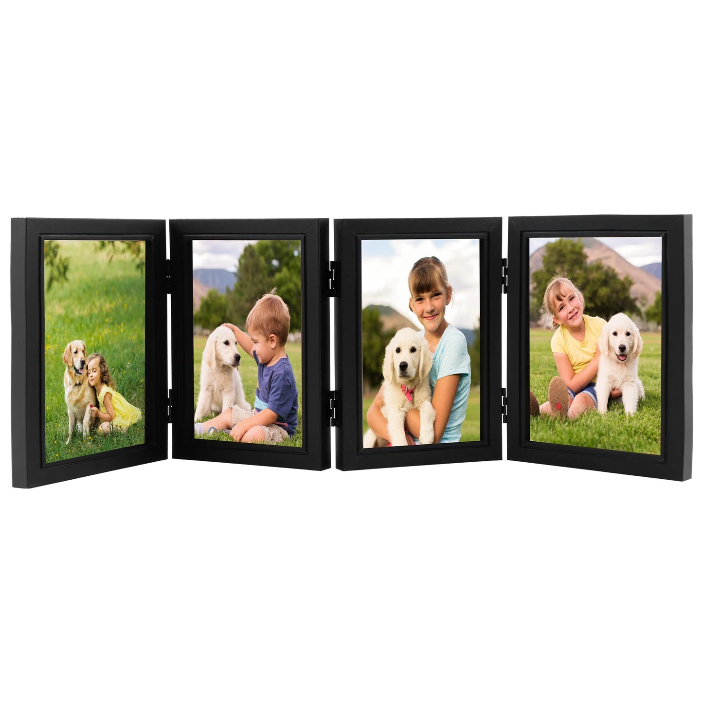Wooden Photo Frame Foldable Hinged Picture Frame Table Ornament Souvenir for Bedside Bookshelf Office Picture Album Storage Box