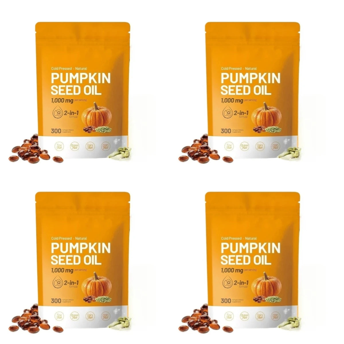 Pumpkin Seed Oil Softgels Cold Pressed 1000mg For Hair Skin Daily Nutrition & Men Wellness Support Formula Adult 300 Count