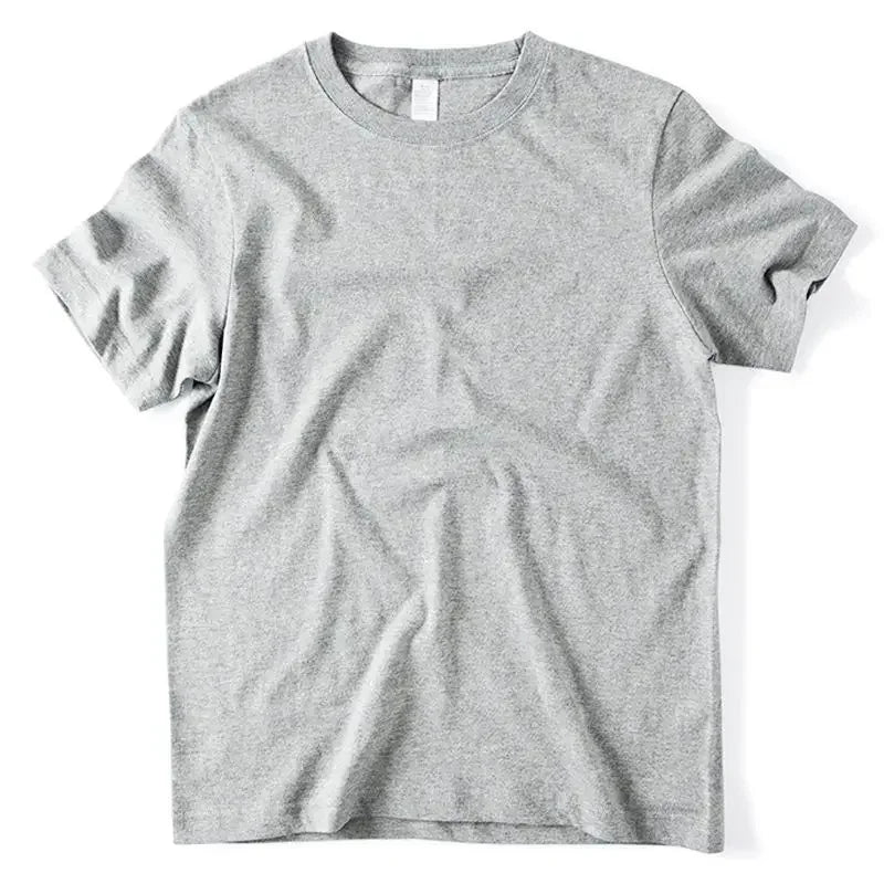 Men Women 100% Cotton  T-shirt Solid Color Trend Leisure Short Sleeve Black White Gray High Quality Heavy Fabric Loose T Shirt