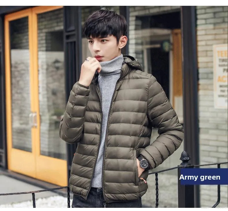 Men's Lightweight down Cotton Jaet ort Sle Casual Hooded Coat Haome Cotton Outerwear Winter New Arrival