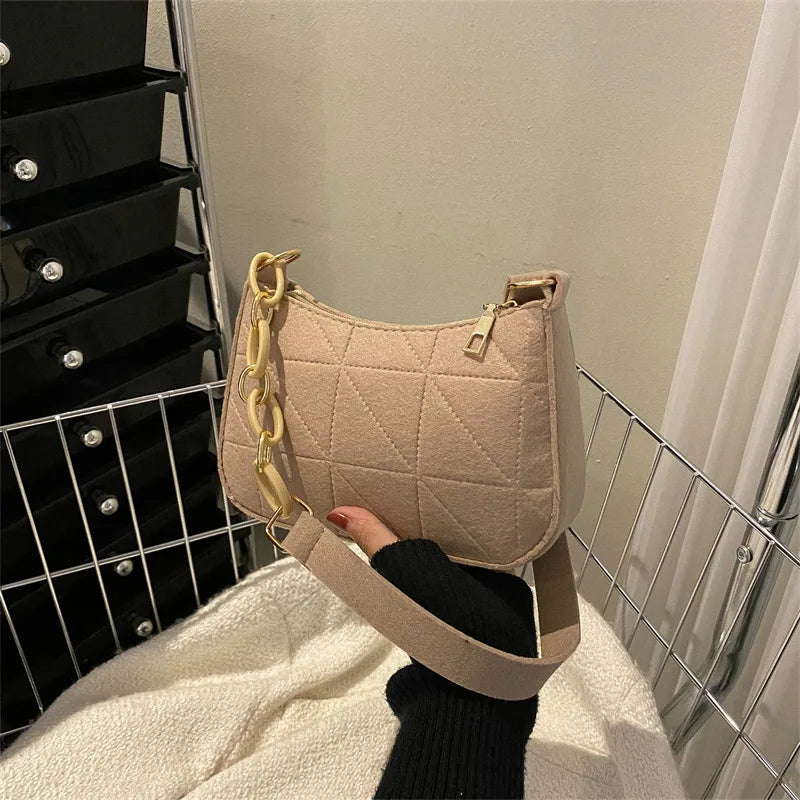 Women Small Square Bag Сумка Женская Simple and Versatile Casual Handbag Fashion Popular Felt One Shoulder Messenger Bags Purse
