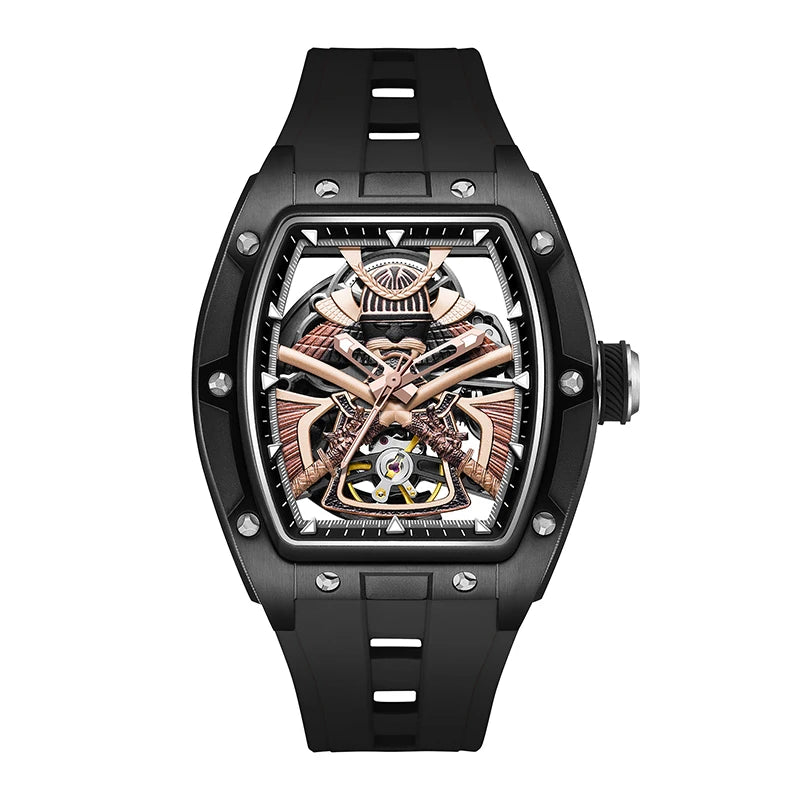 Automatic Movement Mechanical Watches for Men Fashion Black-warrior Hollow High Quality Waterproof Mens Watch Reloj Hombre