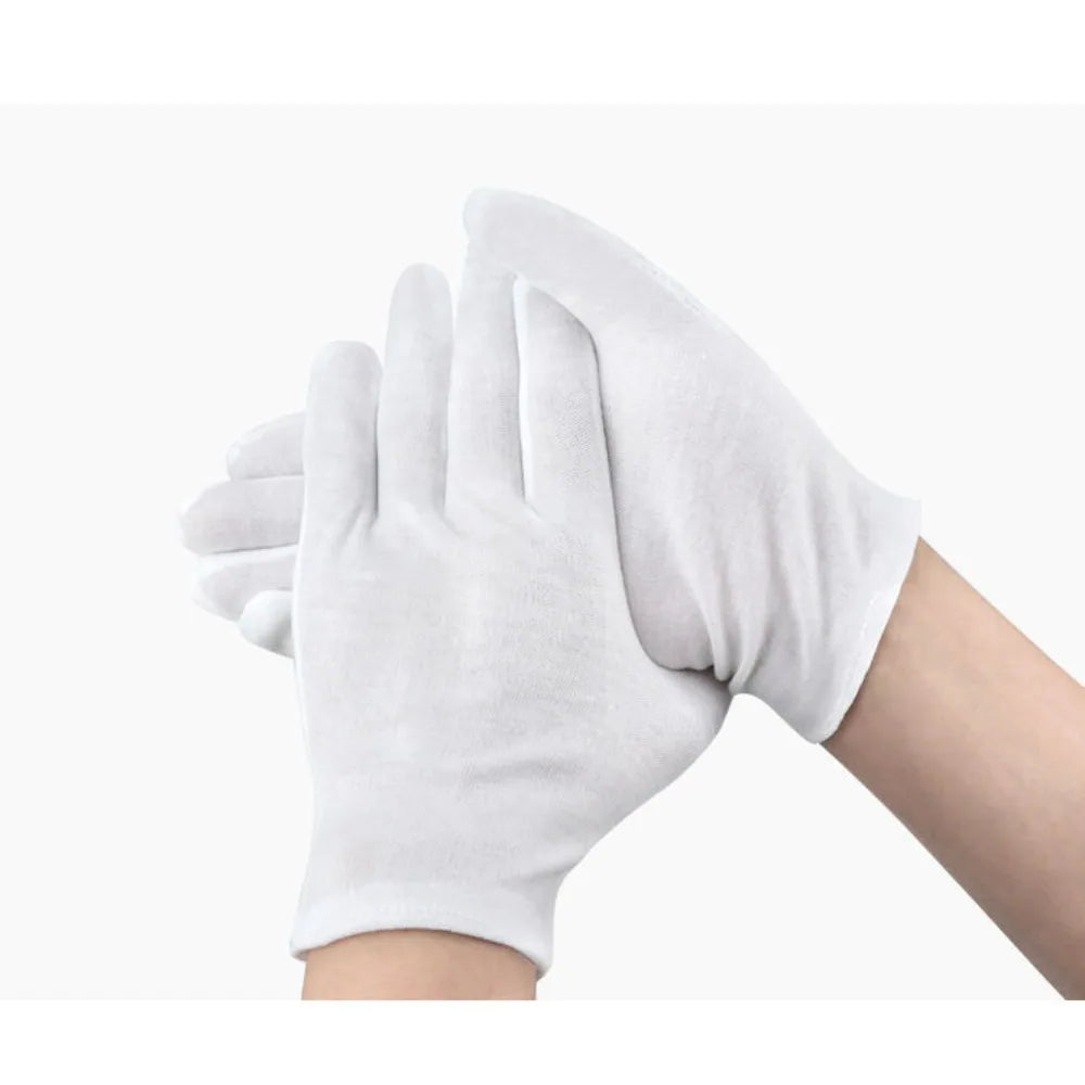 5Pair White Cotton Gloves Full Finger Men Women Waiters/drivers/Jewelry/Workers Mittens Sweat Absorption Gloves Hands Protector