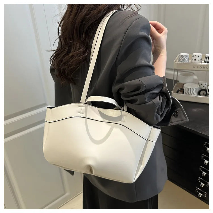 Women Tote Bag Underarm Bag Large Capacity PU Leather Shoulder Bags Vintage Solid Crossbody Bag Trendy Briefcase Bags with Purse