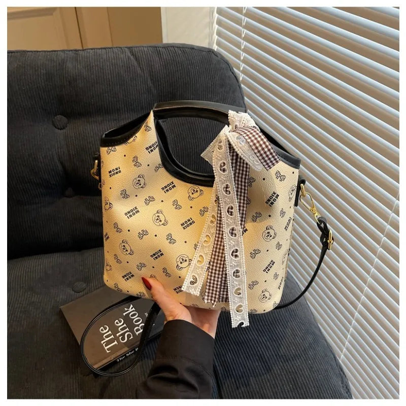 Popular bags for women, new fashionable French printed armpit tote bag, minimalist handbag, diagonal cross bag