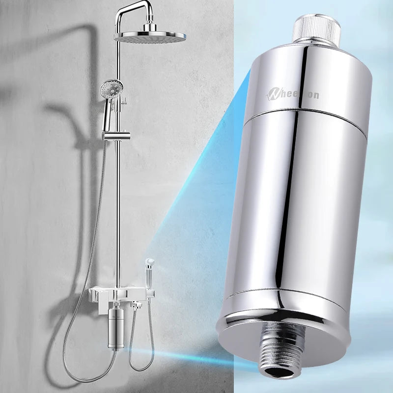 Wheelton Household Shower Water Filter - Filter Water Reduces Chlorine Heavy Metal  Sediment Improves Dry Itchy Skin & Hairloss