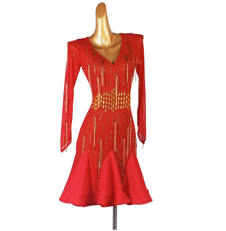 Party Dresses for Women Sexy Female Latin Dance Suit Girls Practice Wear Clothing Competition 2026 New Line Skirt Stand Ballroom