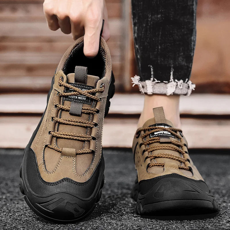 Genuine Leather Men's Casual Shoes Outdoor Sneakers Non-Slip Sports Hiking Footwear Leisure Walk Male Treking Footwear Trainers