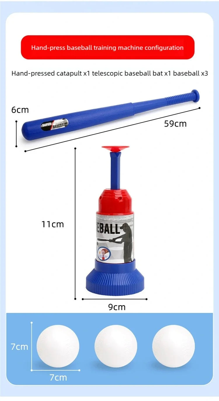 Hot-Selling Baseball Launcher Toy, 2-in-1 Foot-Operated/Manual Press Ball Pitching Machine, Interactive Baseball Training Game for Young Children, Outdoor Sports Toy, Indoor and Outdoor Interactive Sports Game for Kids, Kinde