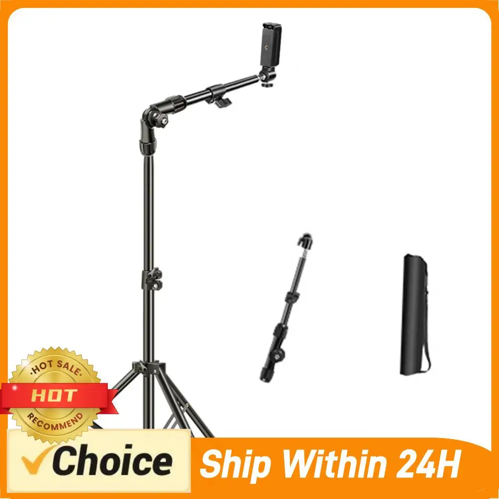Phone Tripod Adjustable Horizontal Overhead Tripod Cell Phone Tripod Stand for Filming Video Recording Live Stream