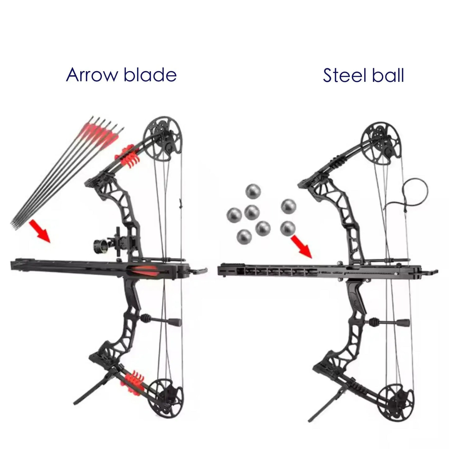 Powerful Slingshot Compound Bow Metal Hunting Catapult Continuous Fire Accessories Steel ball and Arrow for Fishing and Shooting