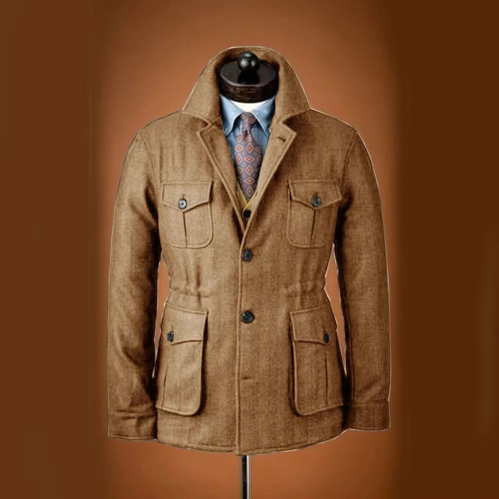 Men's Tweed Jacket Tuxedo Woolen Suit High Quality Costumes Wool Single Breasted Casual Slim Fit Male Blazers Autumn Winter