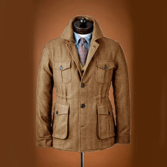 Men's Tweed Jacket Tuxedo Woolen Suit High Quality Costumes Wool Single Breasted Casual Slim Fit Male Blazers Autumn Winter